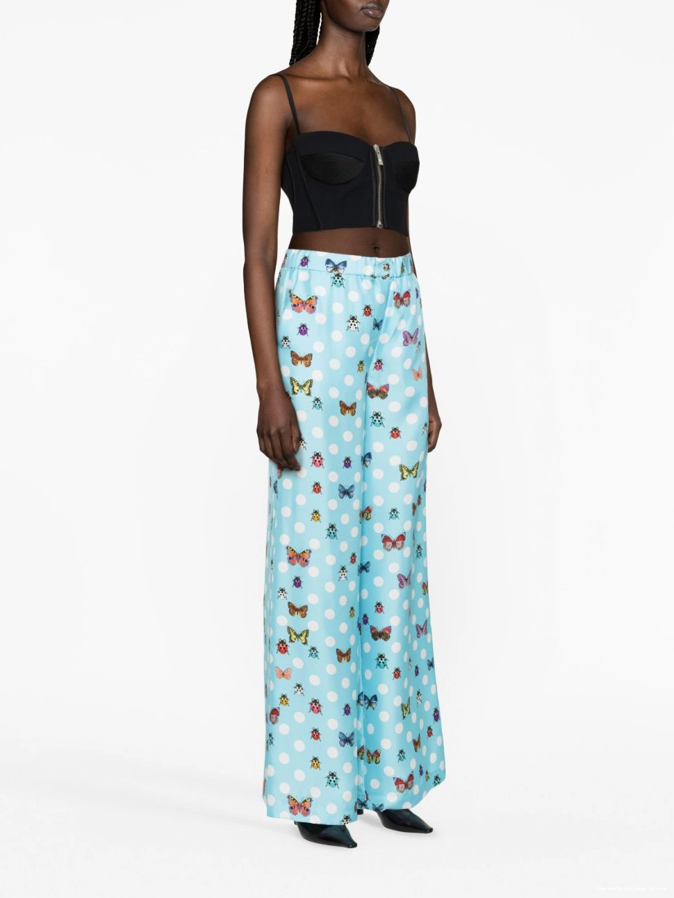 Cheap trousers Butterflies Women Versace silk wide-leg 0425